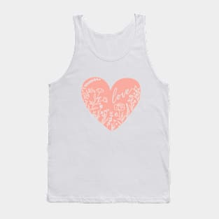 Wild Flowers Love Heart Silhouette, Rose Pink © GraphicLoveShop Tank Top